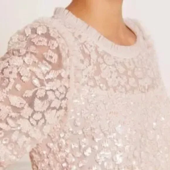 NWT Needle & Thread petal pink Annie dress sequined dress evening gown 12 new